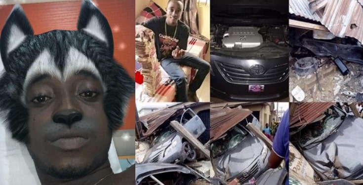 Young boy celebrates as he wrecks his car a day after buying it in Delta State (Photos)