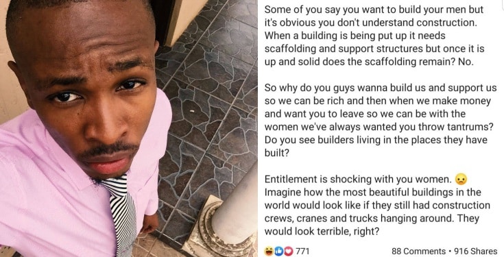 Man advises men to abandon women who helped them become successful
