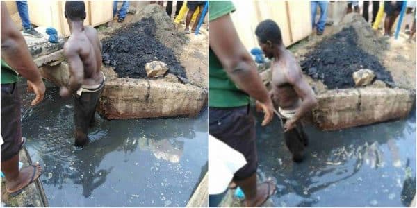 Thief whipped, served food and made to clear gutter in Enugu