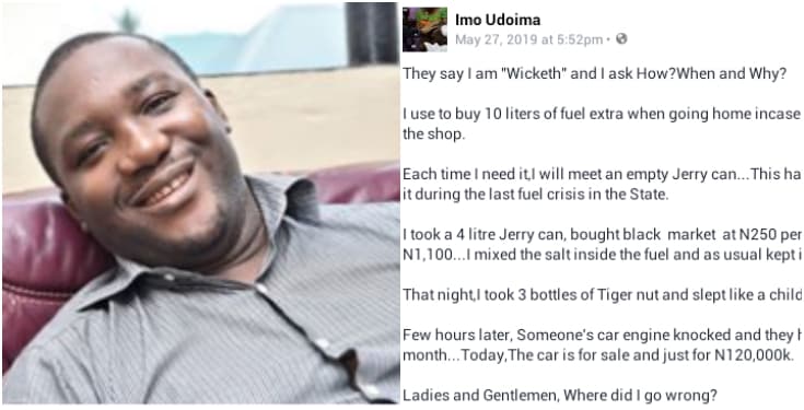 Nigerian man narrates how he made his neighbour to sell his car after stealing his fuel