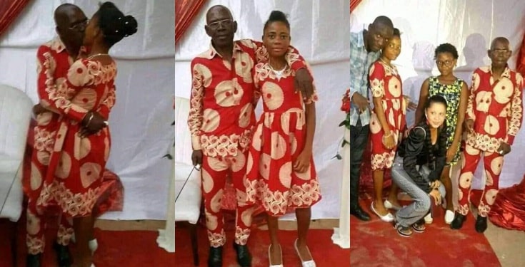 Photos of an elderly man and his young bride