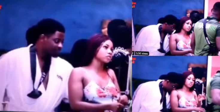 BBNaija: Seyi seen flirting with Tacha as he sniffs her body (video)