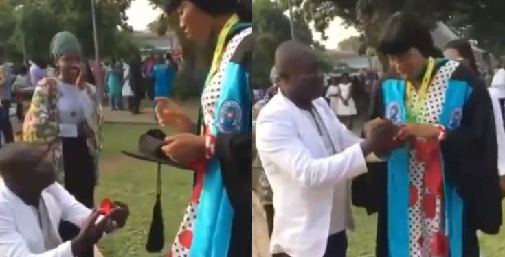 Man proposes to his KNUST girlfriend on graduation day (video)