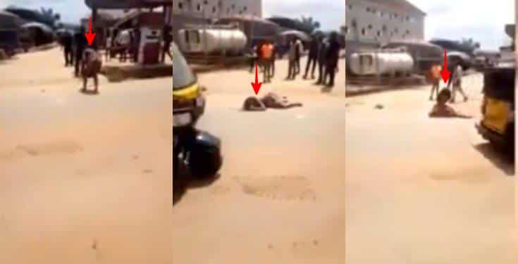 Lady allegedly runs mad after alighting from a car in Anambra state (video)