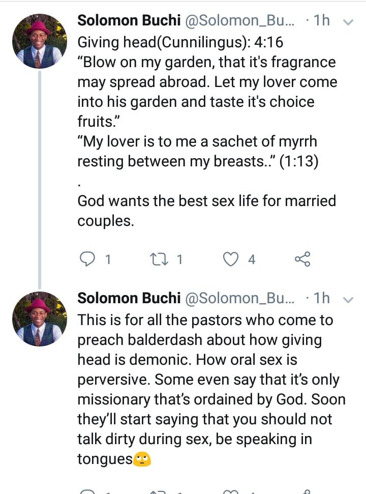 Nigerian man says "fingering and giving head is biblical" 