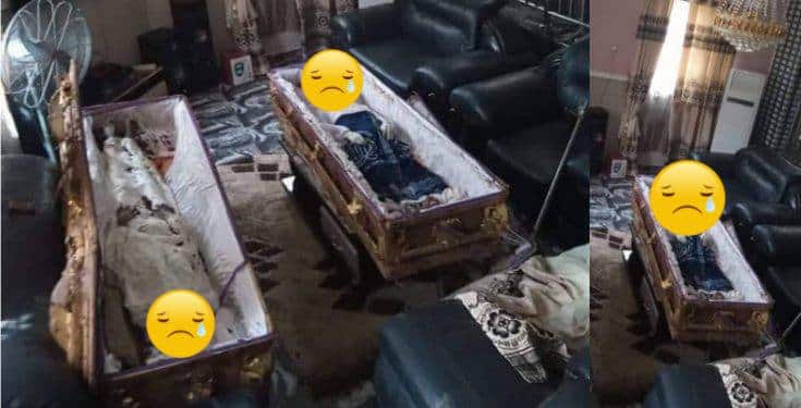 Two coffins dropped in sitting room of man that exhumed them over land dispute in Imo