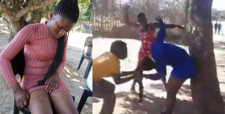 3 women beat 20-year-old student for sleeping with a married man (Video)