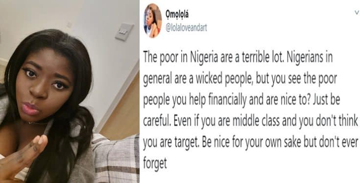 Lady says poor people in Nigeria are a terrible lot