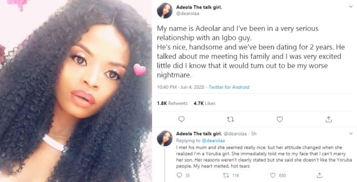 Lady narrates how her Igbo boyfriend's mother crashed their plan of getting married
