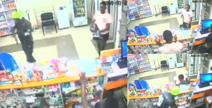Two thieves caught on camera stealing at a pharmacy in Oyo (video)