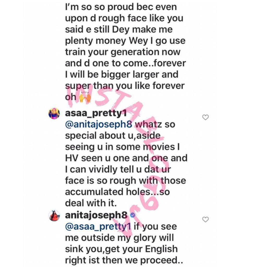 exchange between anita joseph and a troll on instagram