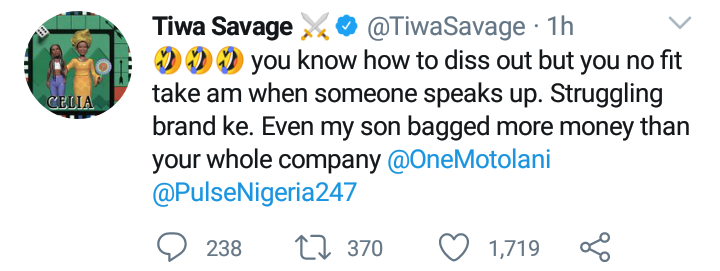 Tiwa Savage drags Journalist