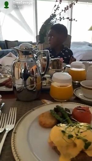 Tiwa Savage takes son, Jamil on luxury vacation, shopping spree (Video)