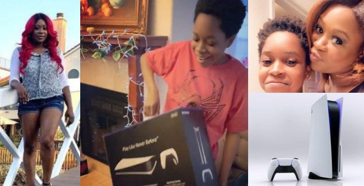 9ice's ex-wife, Toni Payne gifts son PS5 worth N600k for his birthday (Video)