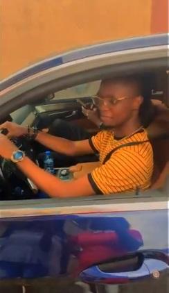 Laycon learns to drive, shows off driving skills in his Benz (Video)