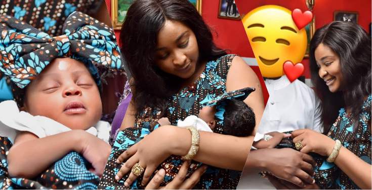 Etinosa Idemudia celebrates daughter's naming ceremony, hides husband's face