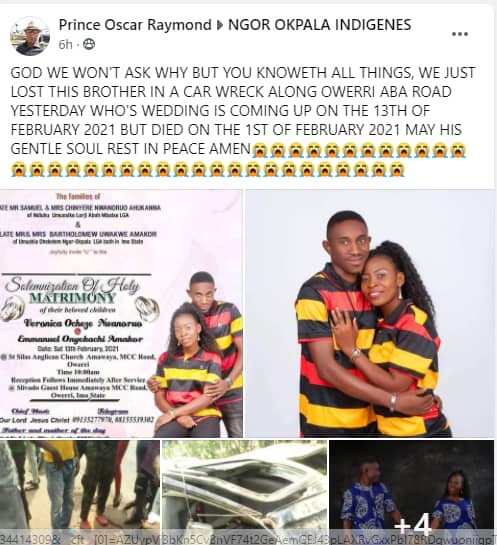 Man dies few days to his wedding