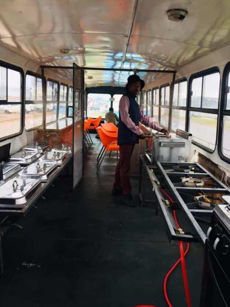 Reactions as man converts 47-seater bus into mobile restaurant