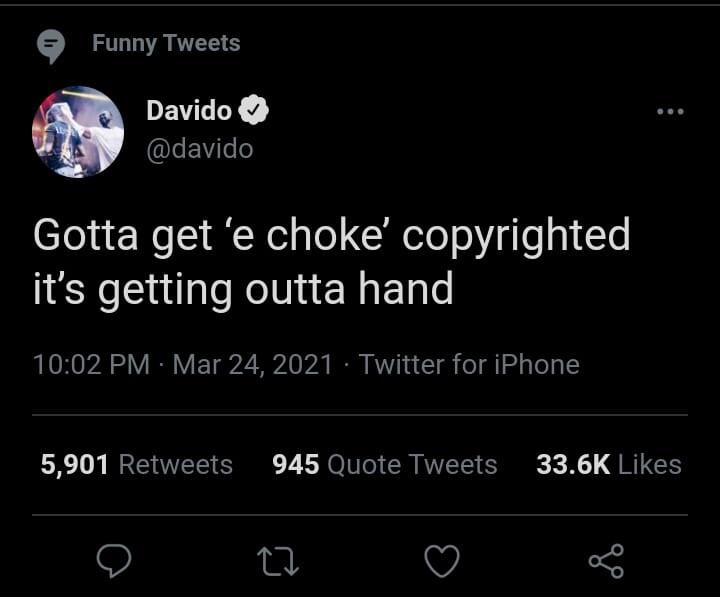 Davido e choke copyrighted