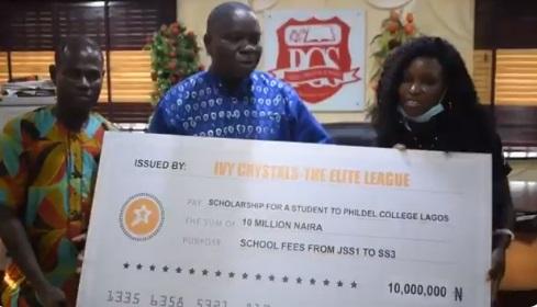 Elites gives N10M scholarship to a student in celebration of Erica's birthday (Video)