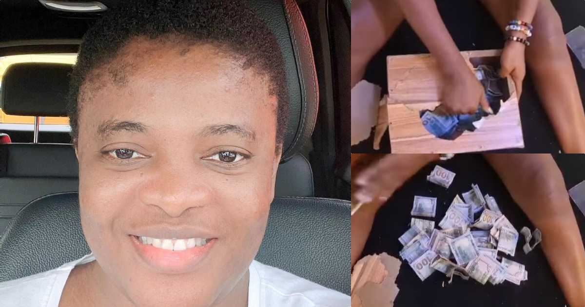 Therapist, Angela Nwosu shows off piggybank savings in a month with over N1M in dollars (Video)