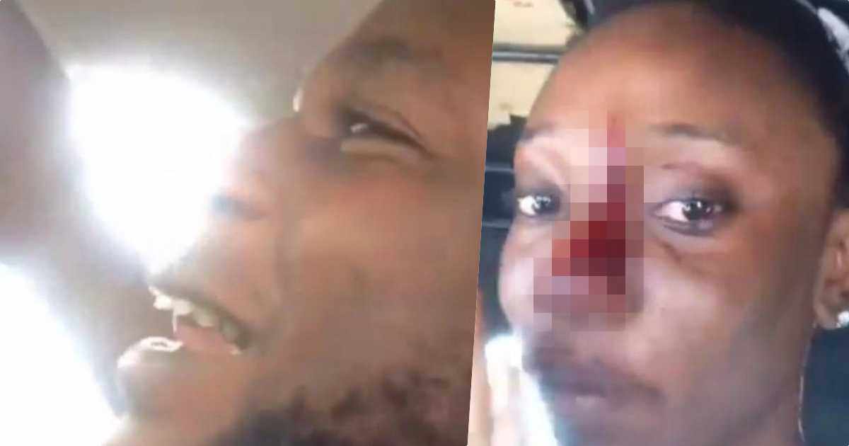 Man hits lady in a taxi for refusing to tell him her name (Video)