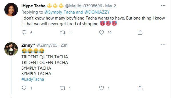 Nigerians react to Tacha shooting her shot at Don Jazzy