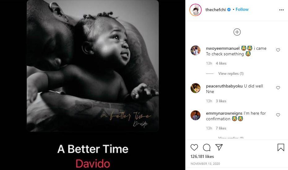 Chef Chioma finally wipes out all Davido's Instagram photos, reserves only one