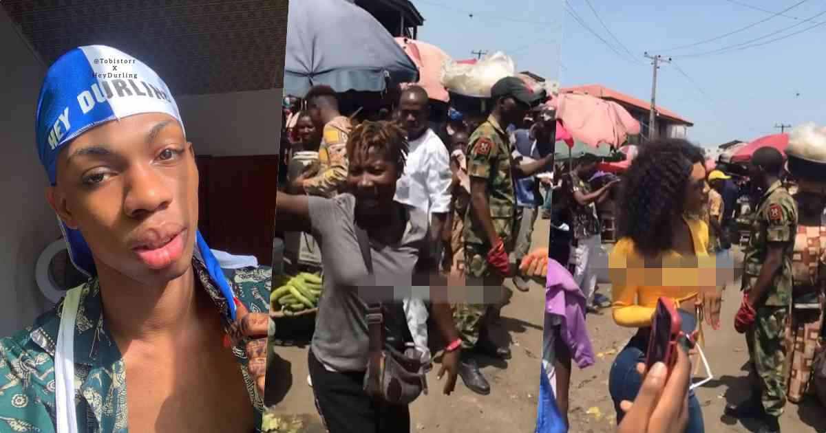 "They should be arrested" - Reactions as soldiers escort James Brown to market (Video)