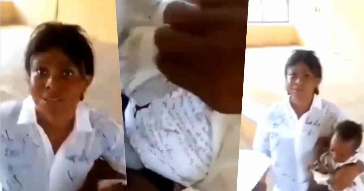 Final year student caught using her baby as tool for exam malpractice (Video)