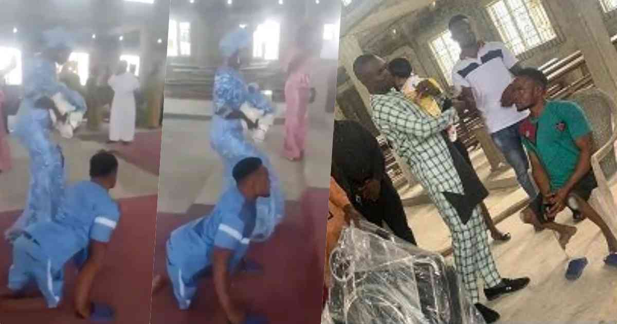 Physically challenged man that dance joyfully on his child's dedication receives wheelchair as gift