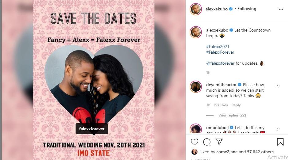 Alex Ekubo wedding date