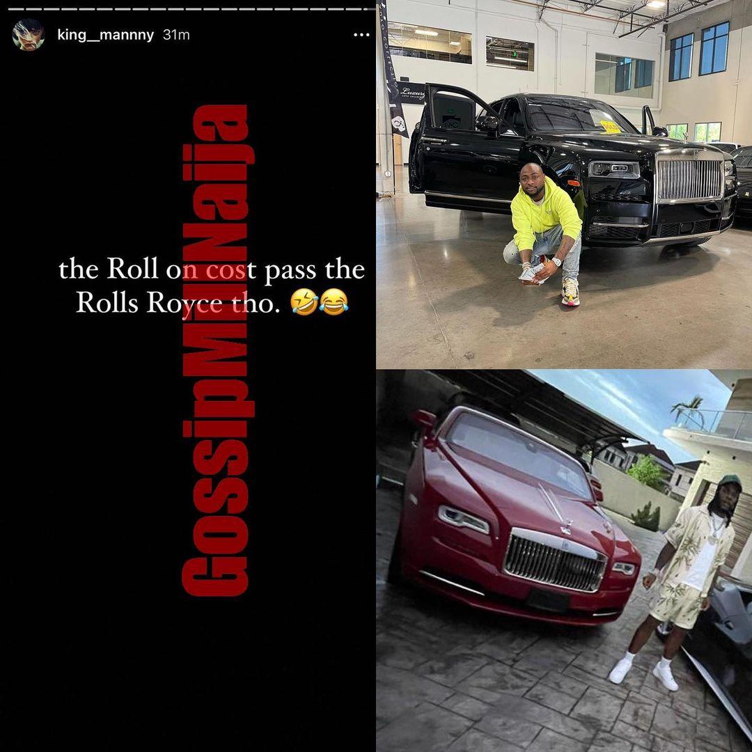 "Burna Boy's Rolls Royce is more expensive than Davido's new whip" - Burna Boy’s PA, Manny reveals