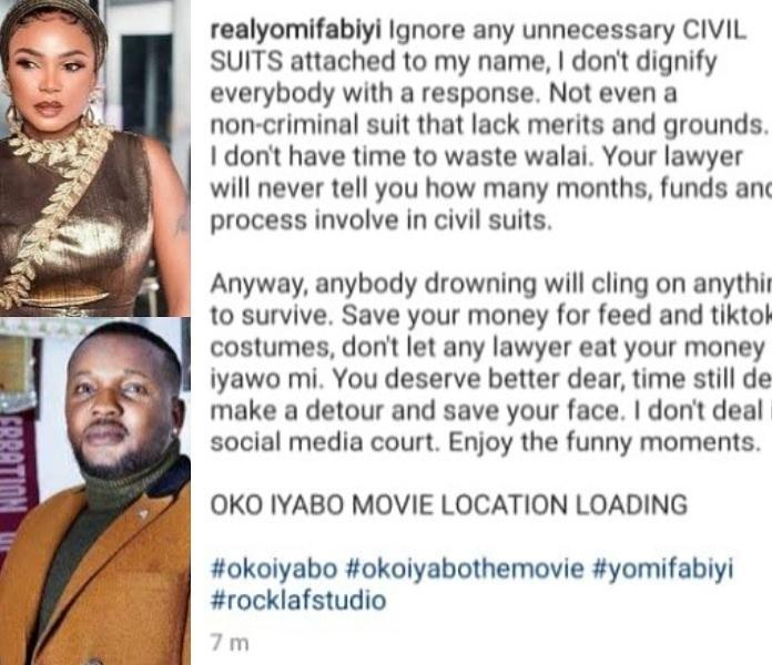 Save your money for TikTok- Yomi Fabiyi finally reacts to Iyabo Ojo's lawsuit