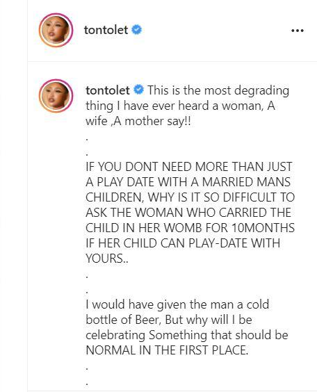 Tonto Dikeh slams lady who says she's irritated by men who take permission from their wives
