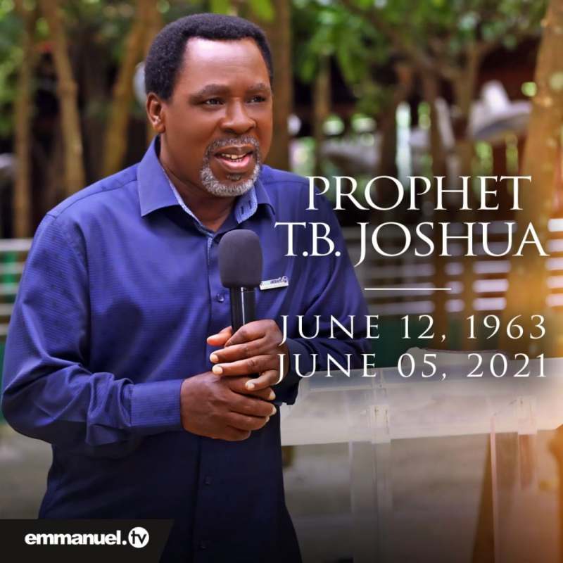 "God has taken his servant home" - SCOAN confirms death of its founder, Pastor T.B. Joshua