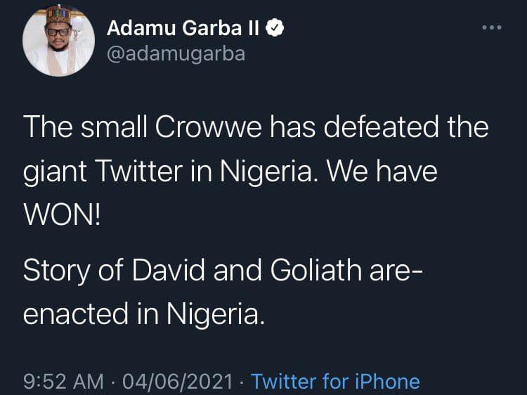 Adamu Garba reacts Crowwe 