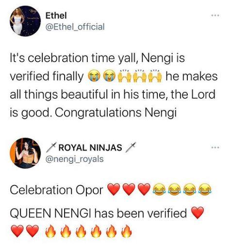 Reactions as BBNaija's Nengi gets verified on Twitter