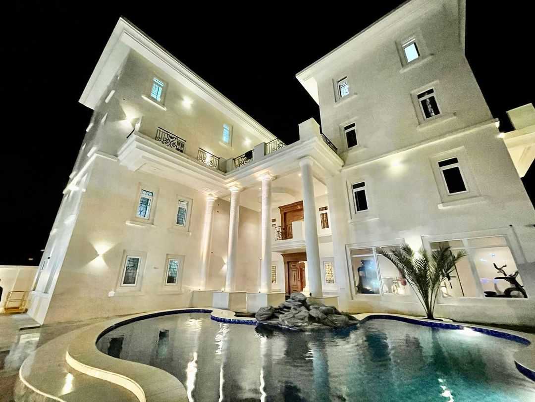 Front and rear view of Obi Cubana's mansion in Abuja