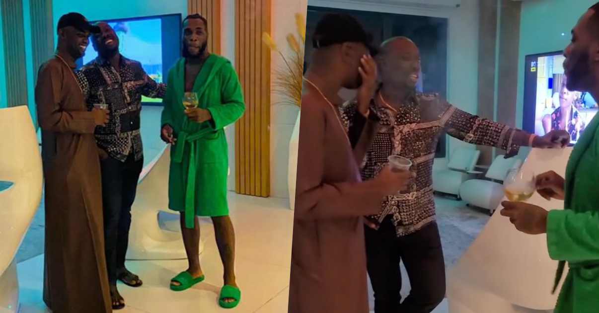 Billionaires, Obi Cubana & Jowizaza pay surprise visit to Burna Boy (Video)