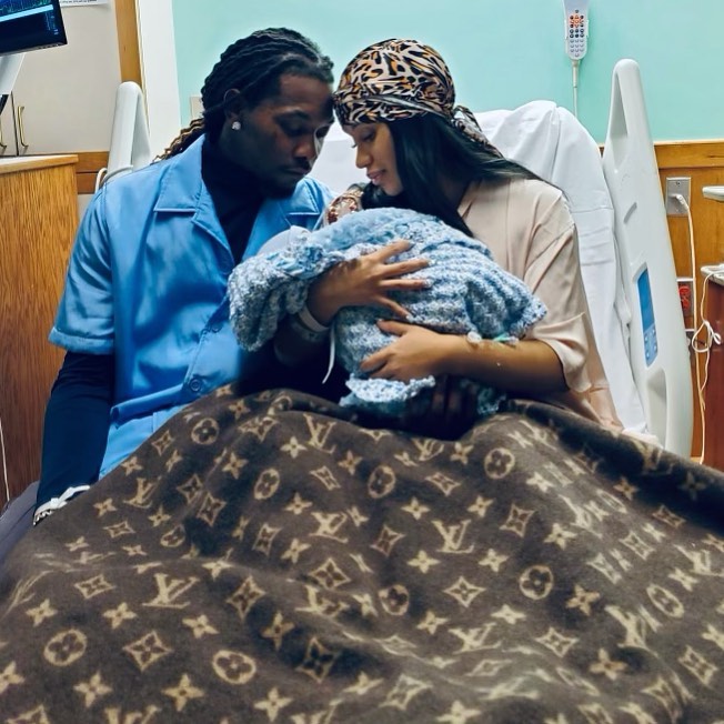 Cardi B and Offset with their newborn
