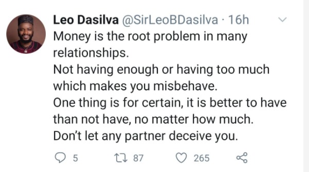 Leo Dasilva money relationship
