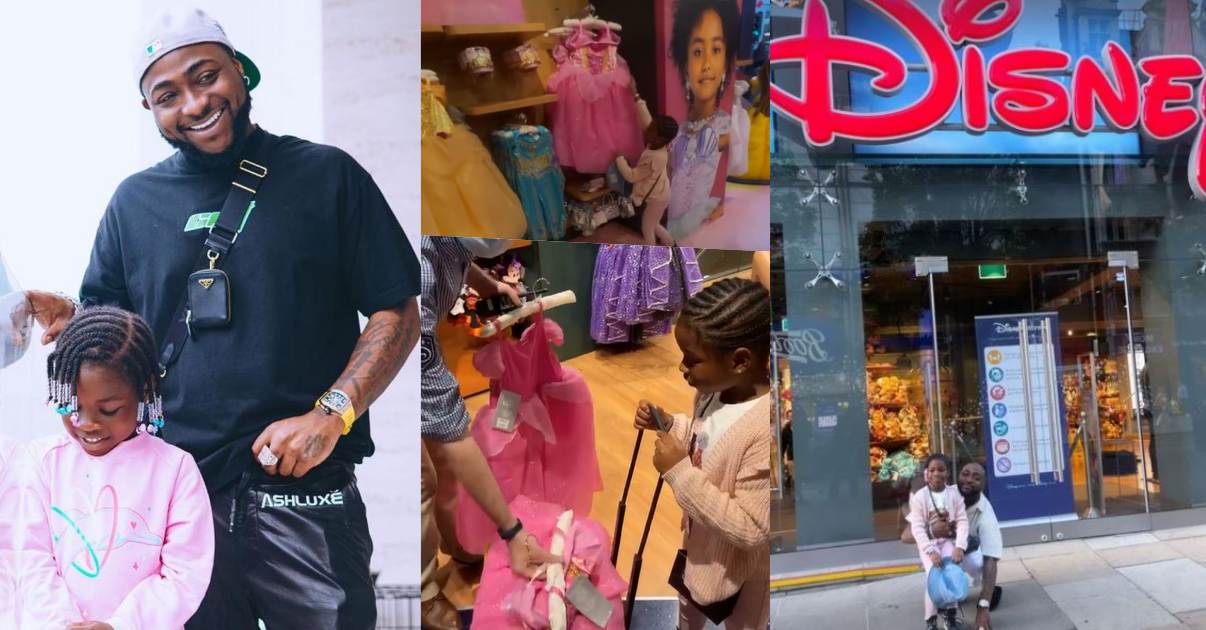 Davido splashes millions on daughter, Imade for shopping in Disneyland (Video)