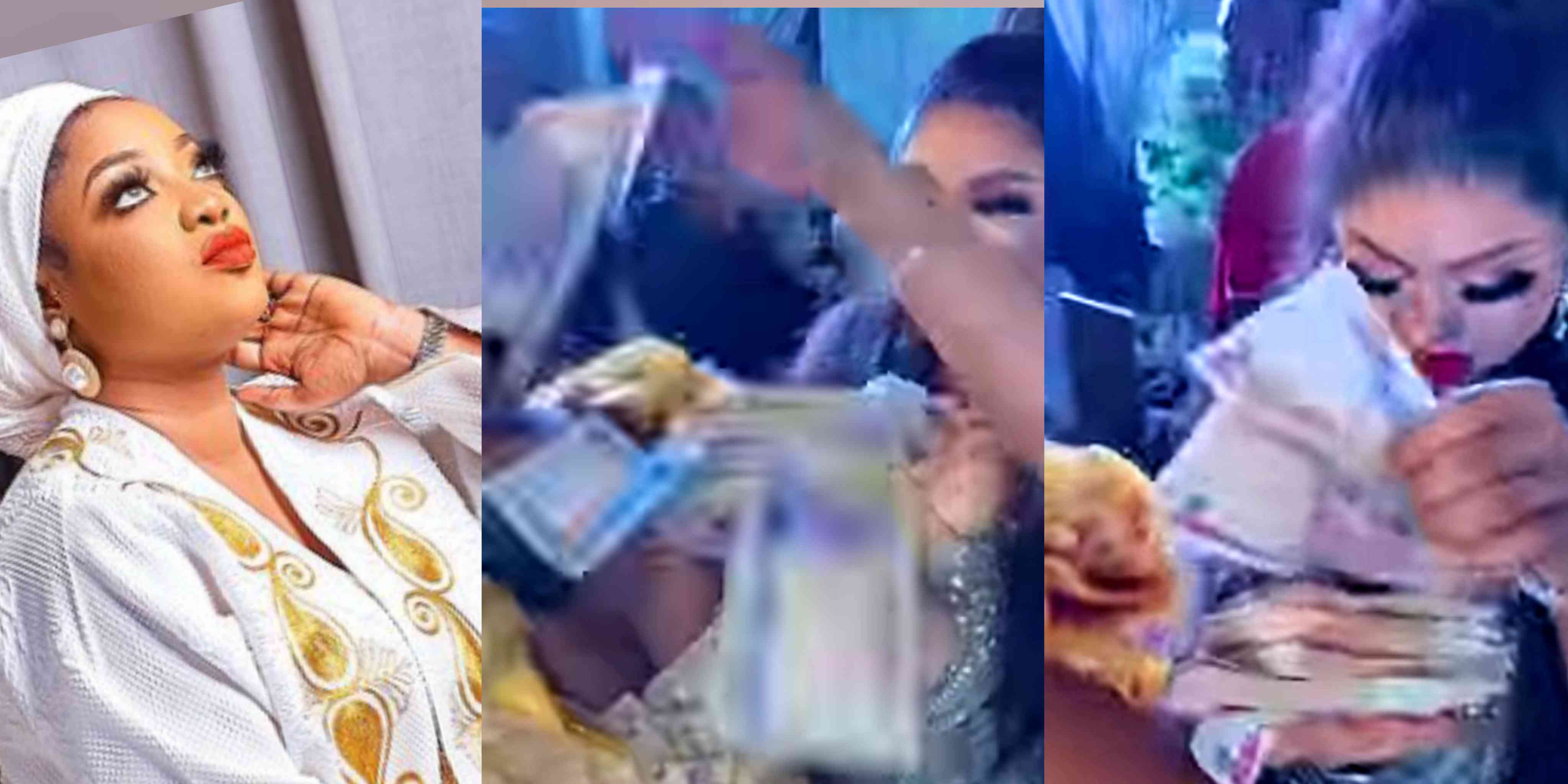 "I doubt he rented this money" - Moment Bobrisky sprayed wads of cash at Sotayogaga's birthday party sparks reactions [Video]