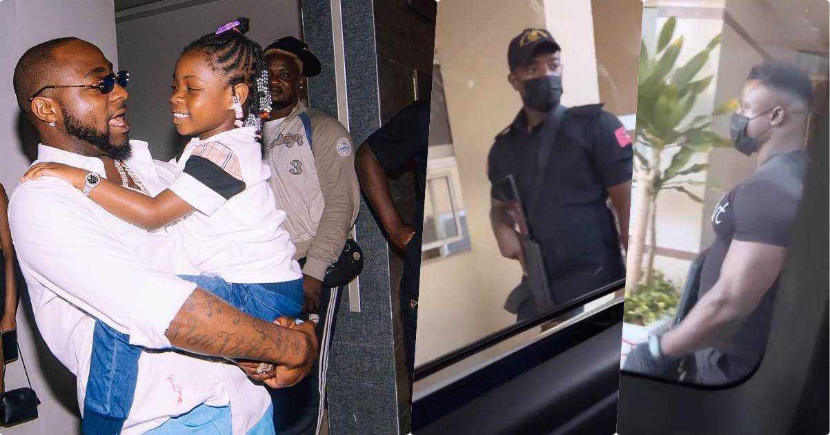 Davido lectures daughter, Imade, after expressing fear of being followed by men with guns (Video)