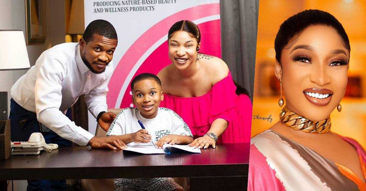 Tonto Dikeh's son, Kind Andre, bags endorsement deal with beauty brand