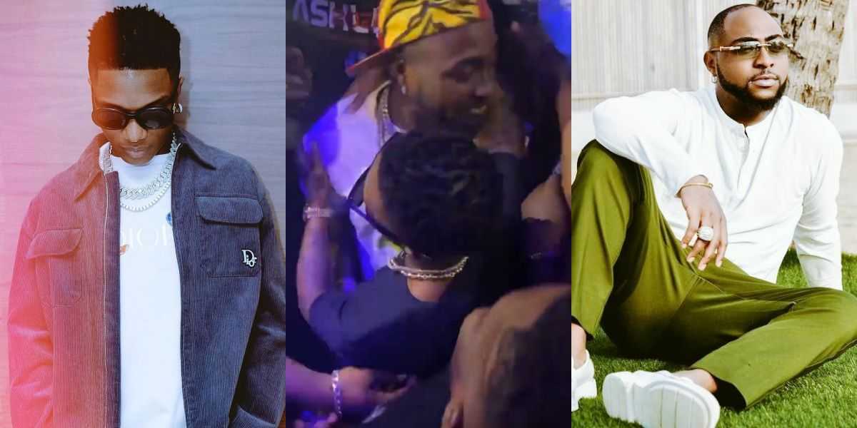 "Finally, na collabo remain" - Reactions as Wizkid, Davido give each other a warm hug [Video]