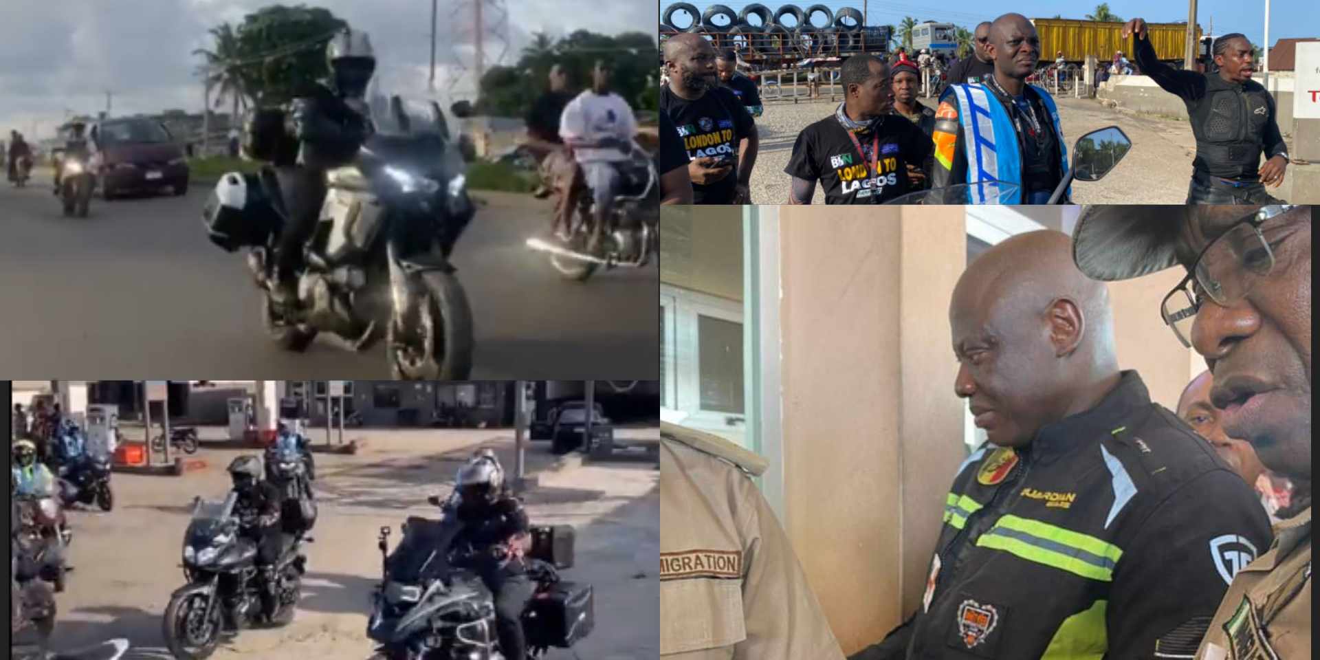 Netizens react to video showing how bikers stormed Seme border to welcome Kunle Adeyanju like a king [Watch]