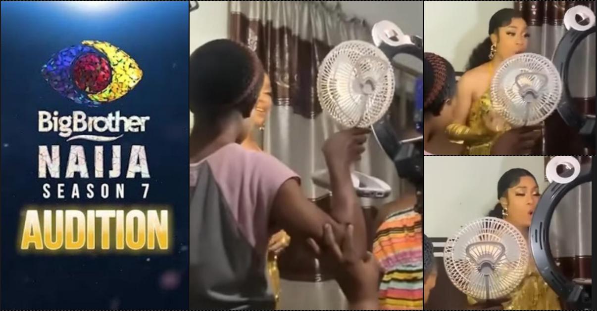 Reactions as lady gets massive family support ahead of BBNaija Season 7 audition (Video)