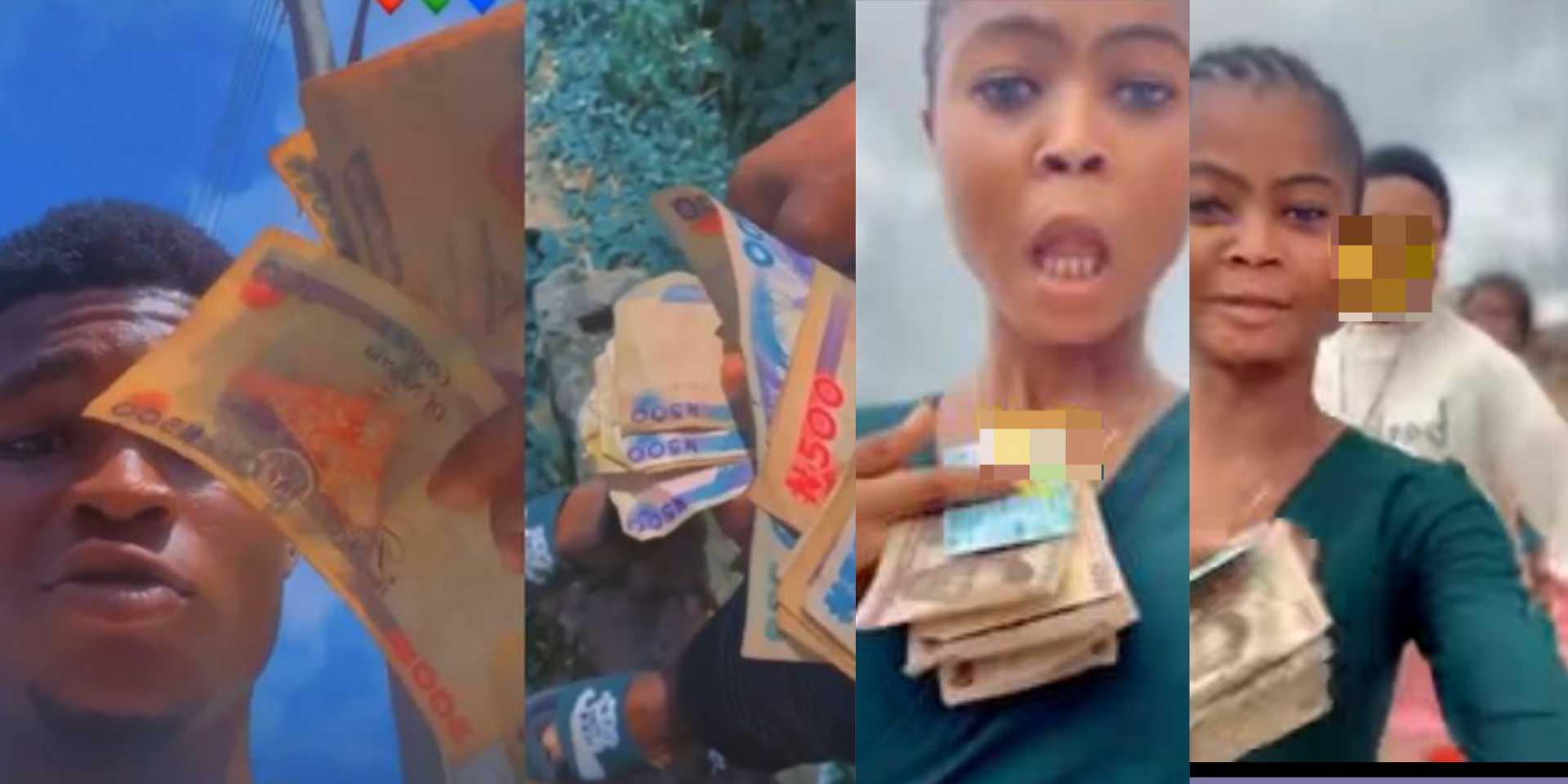 EkitiDecides2022: Nigerian youths celebrate; show off huge cash after successfully selling their votes [Video]